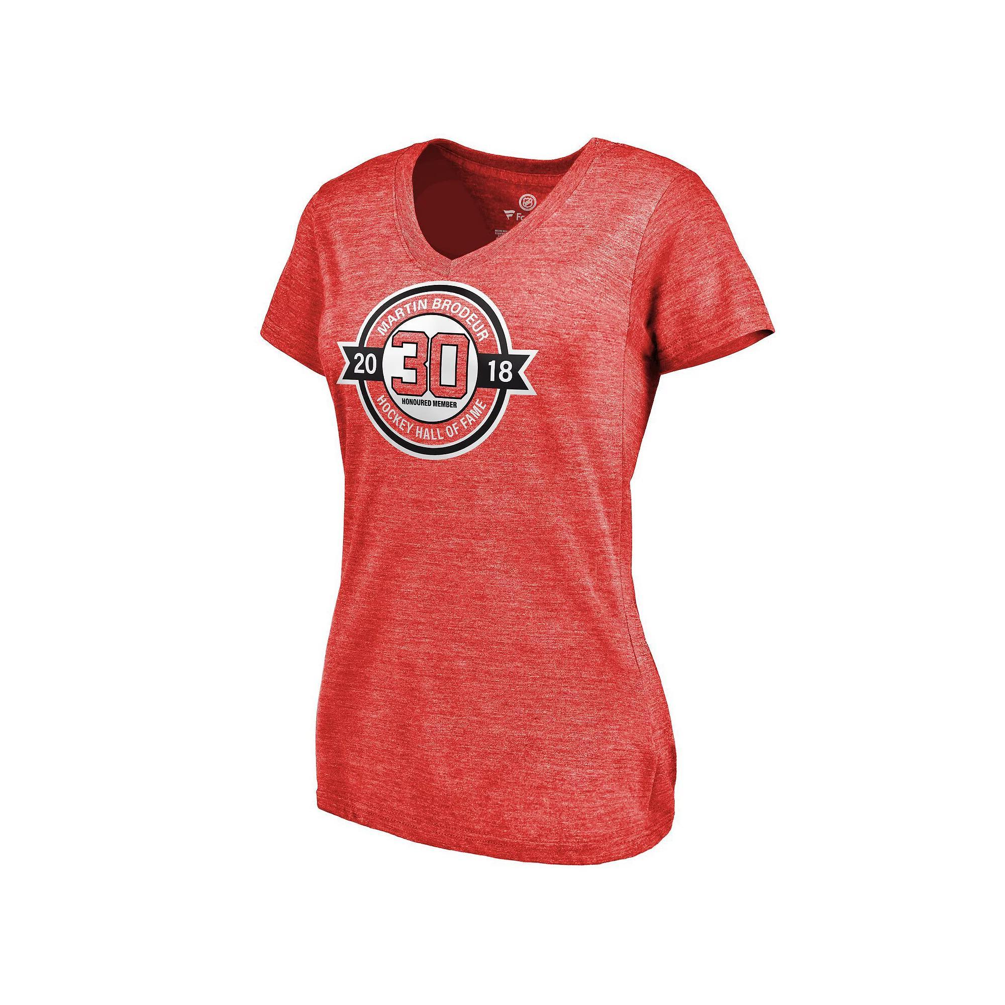 Womens Fanatics Branded Martin Brodeur Red New Jersey Devils Hall of Fame V-Neck Tri-Blend T-Shirt Product Image