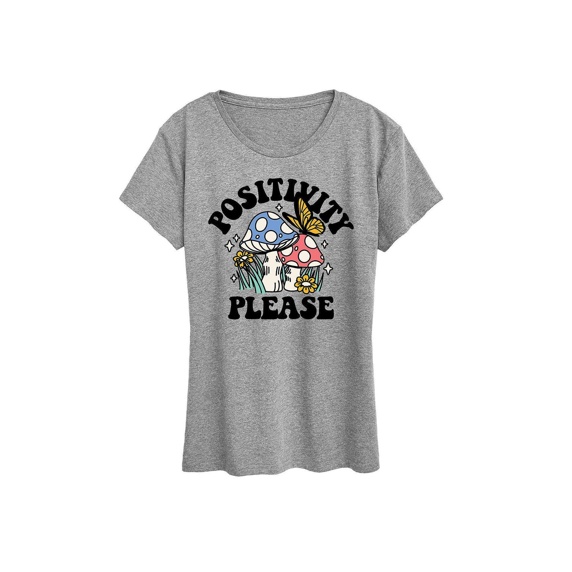 Women's Positivity Please Graphic Tee, Girl's, Size: XXL, Grey Gray Product Image