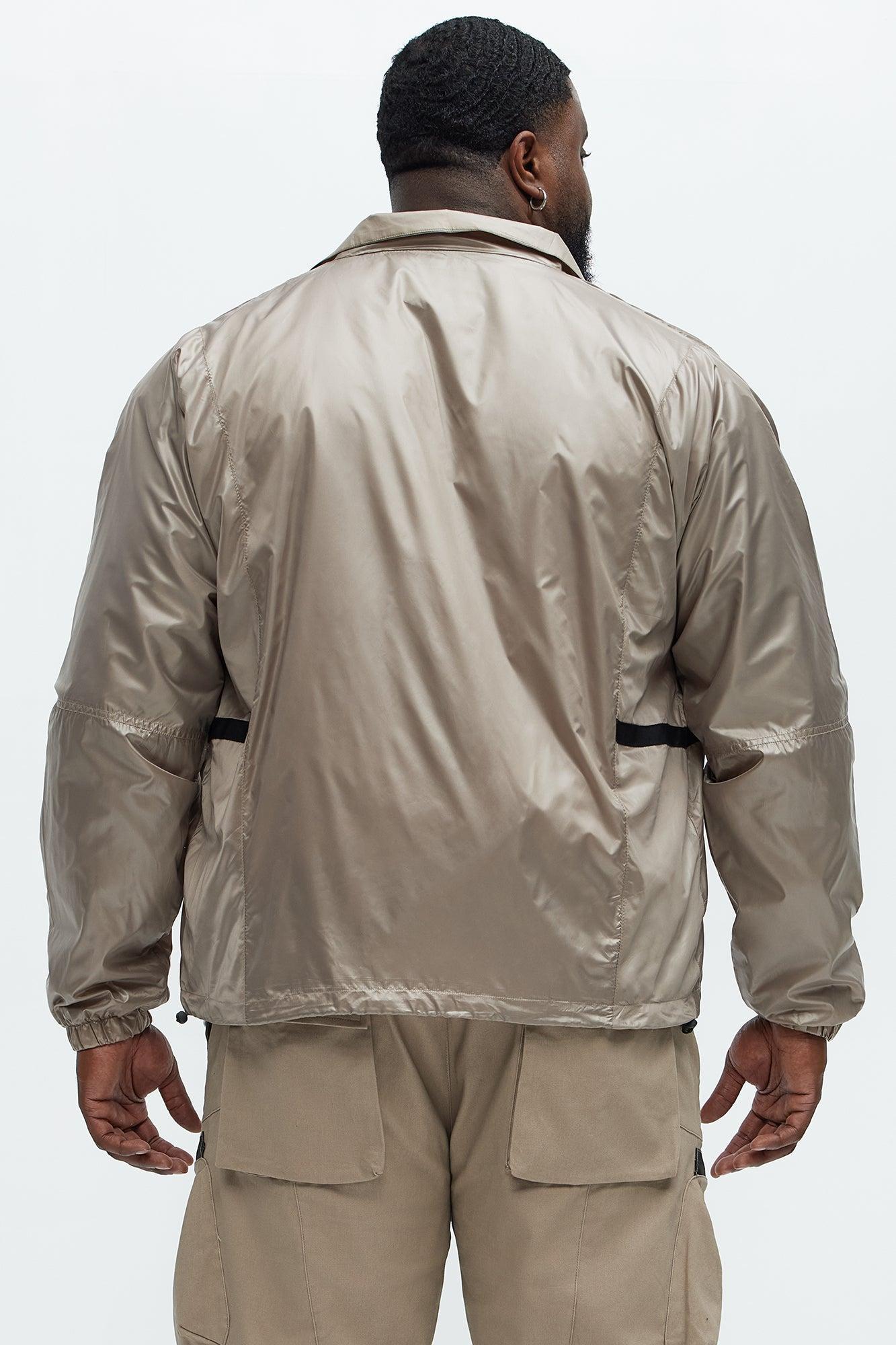 Winston Zip-Up Nylon Jacket - Khaki Product Image
