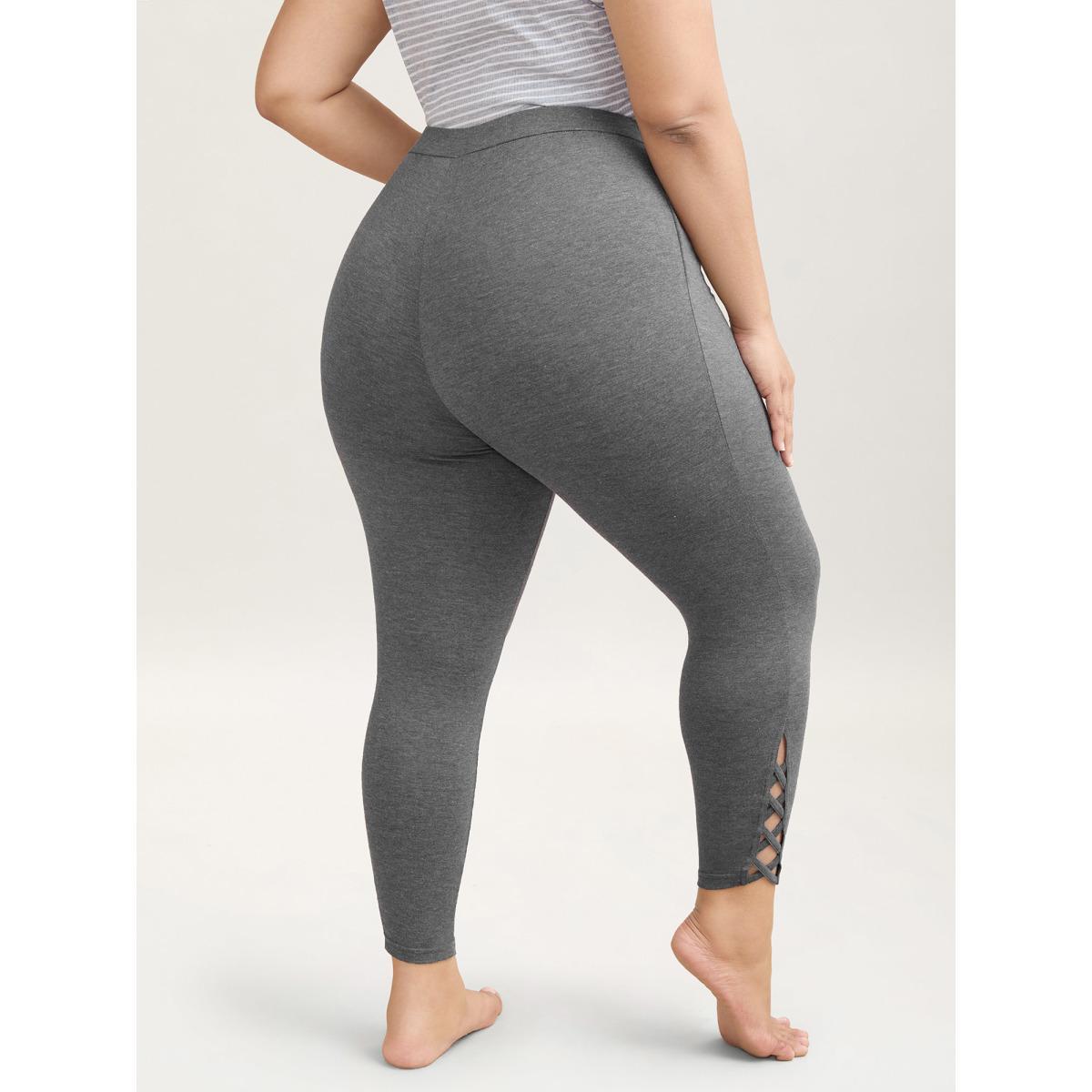 Plus Size Heathered Mid-Rise Skinny-Fit Leggings Women DarkGray Elegant High stretch Skinny Mid Rise Everyday Leggings BloomChic 12/L Product Image