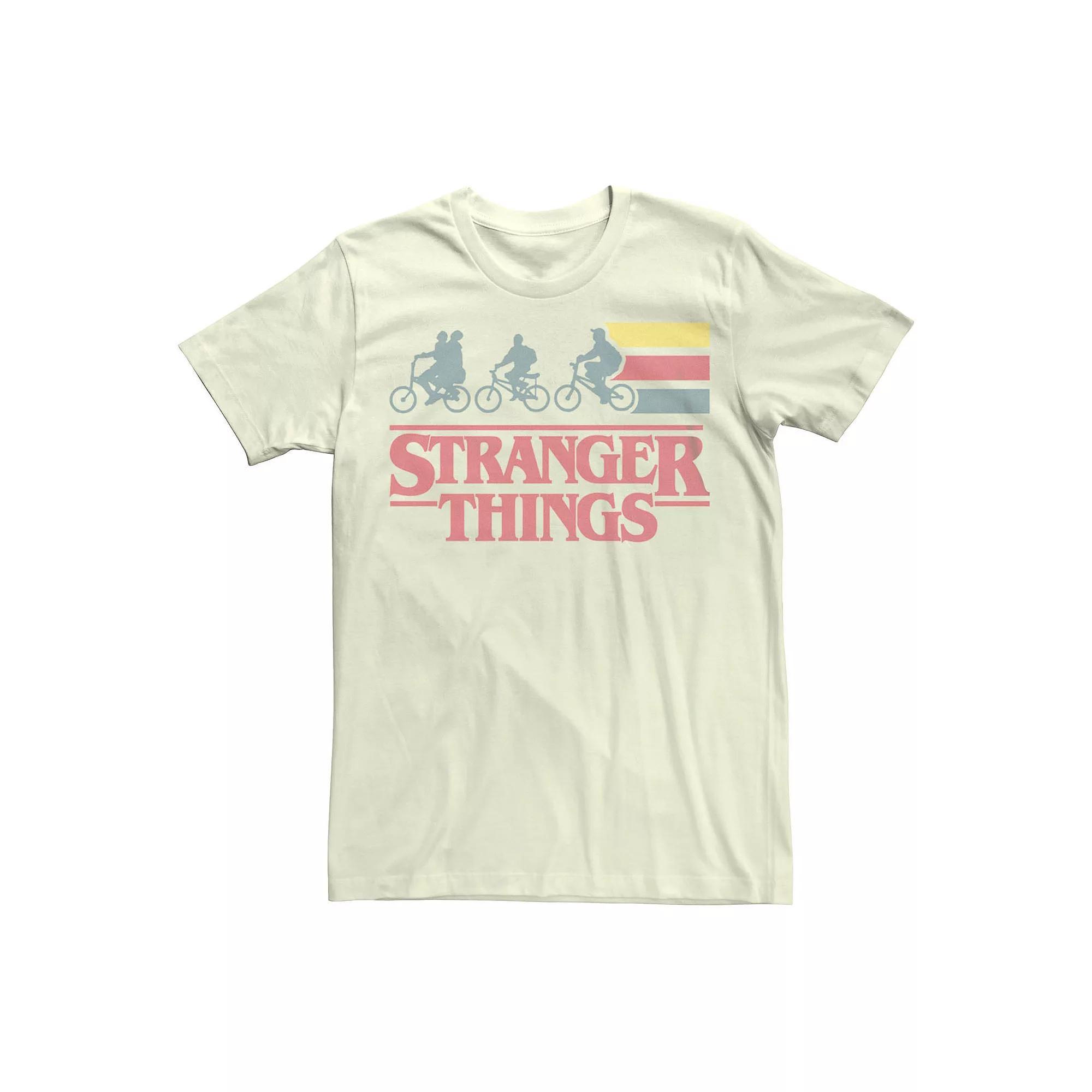 Men's Stranger Things Bike Stripes Logo Graphic Tee, Size: Medium, Natural Product Image