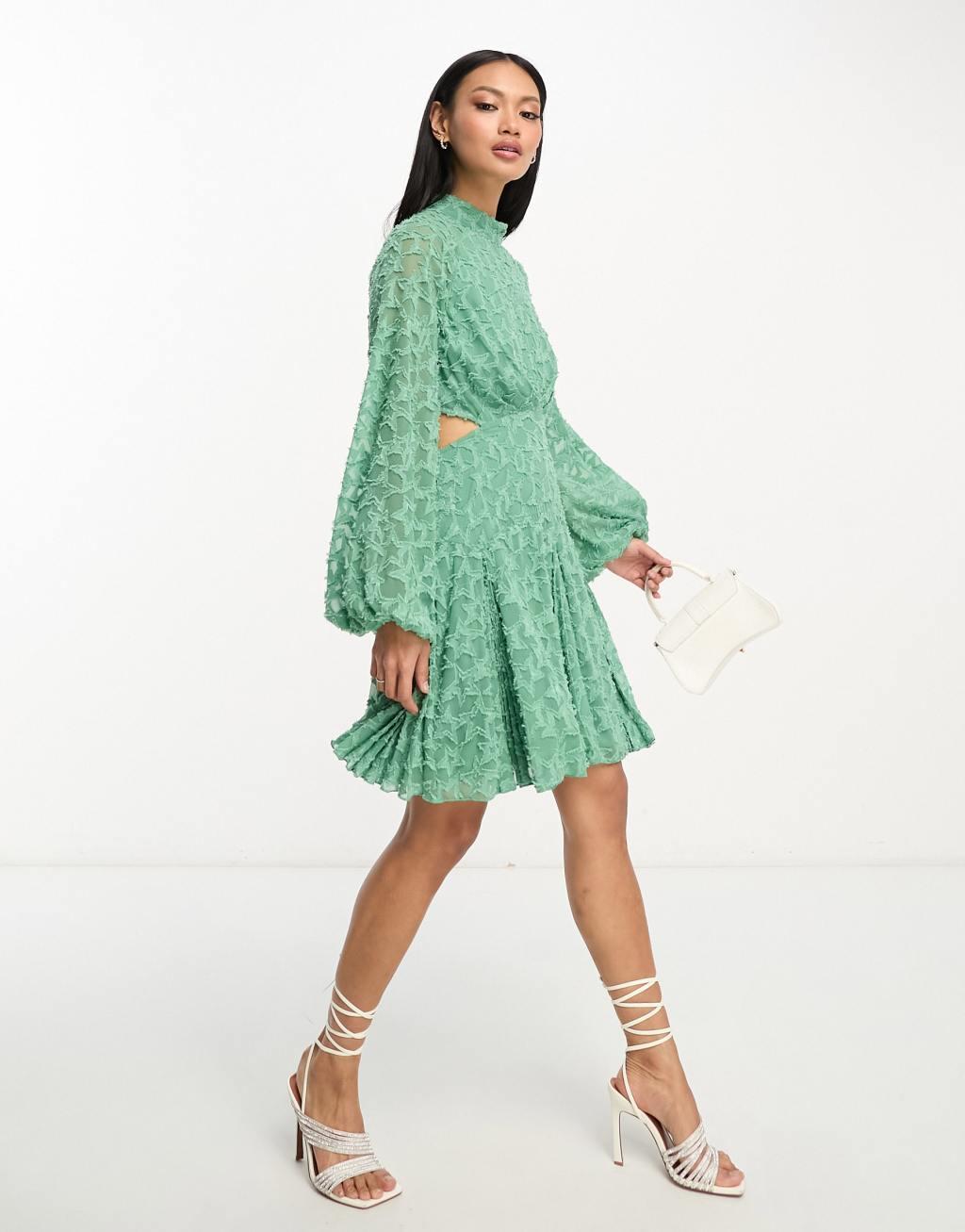 ASOS DESIGN high neck mini dress with cut out detail Product Image