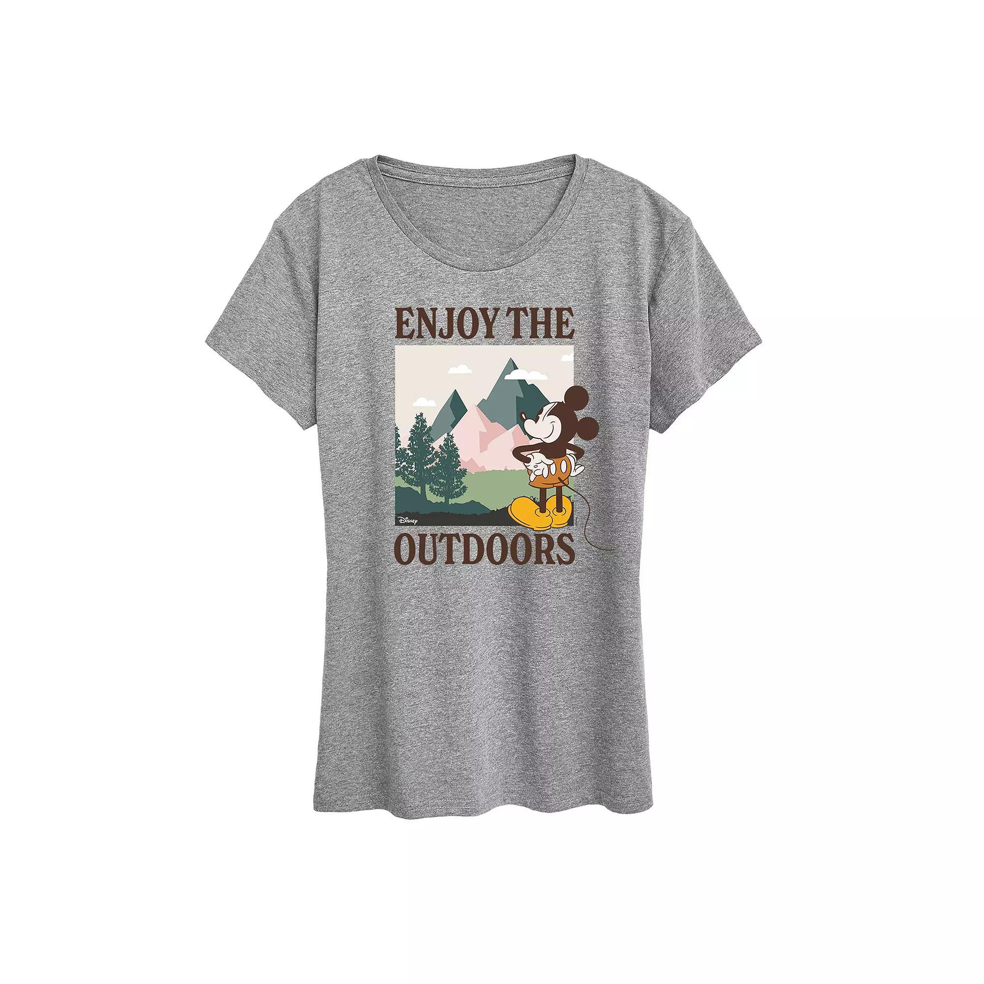 Disney's Mickey Mouse Women's Enjoy The Outdoors Graphic Tee, Size: Medium, White Product Image