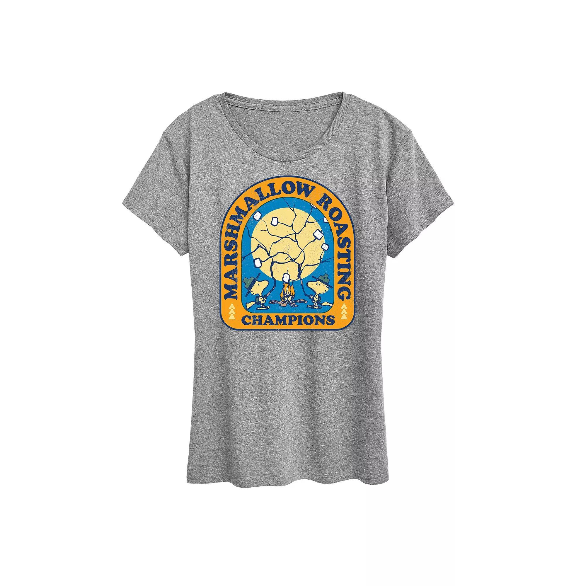 Women's Peanuts Woodstock Marshmallow Roasting Graphic Tee, Size: XL, Blue Product Image