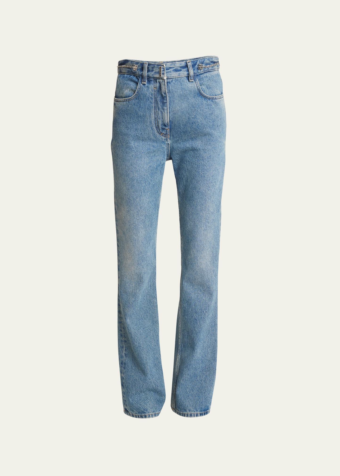 Womens Boot Cut Jeans In Denim With Chain Details Product Image