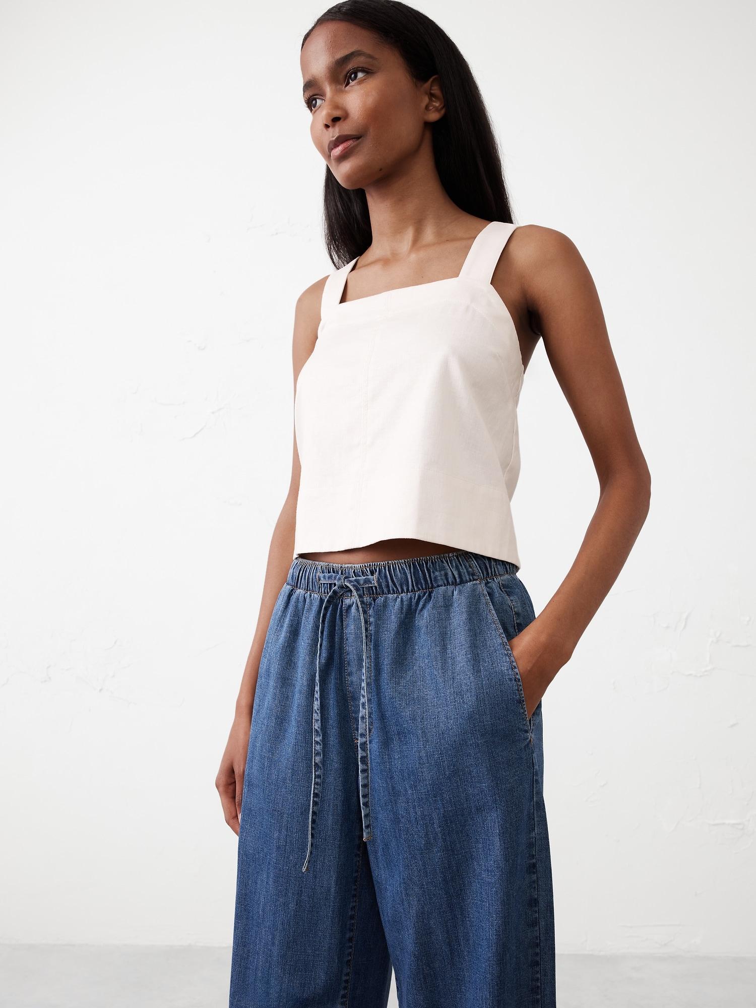 Wide-Leg Mid-Rise Summerweight Jean Product Image