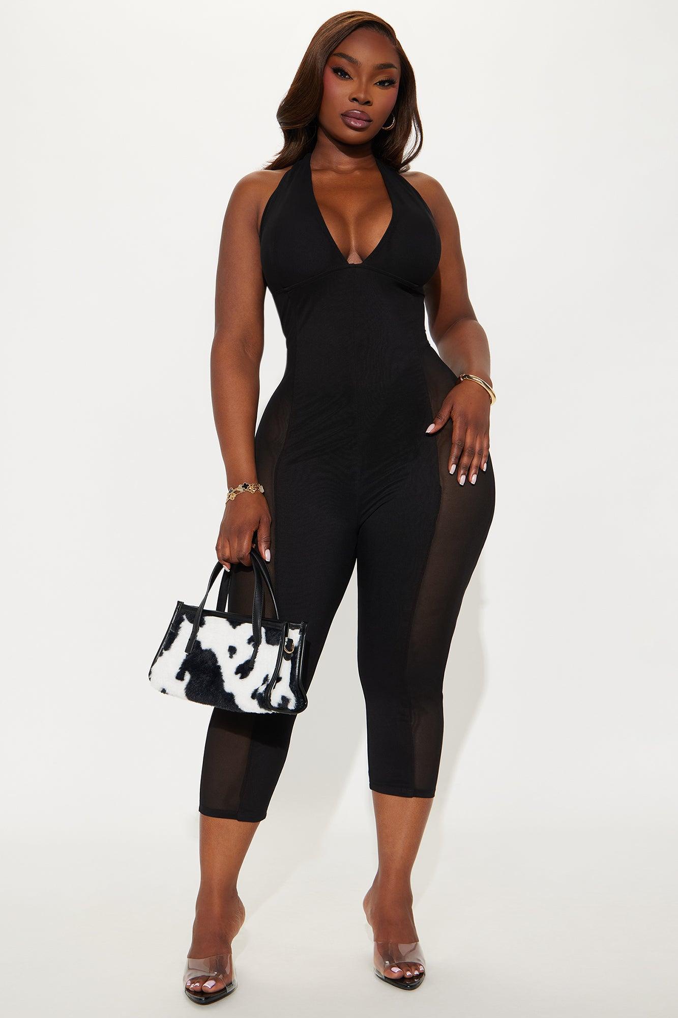 The Main Stage Mesh Capri Jumpsuit - Black Product Image