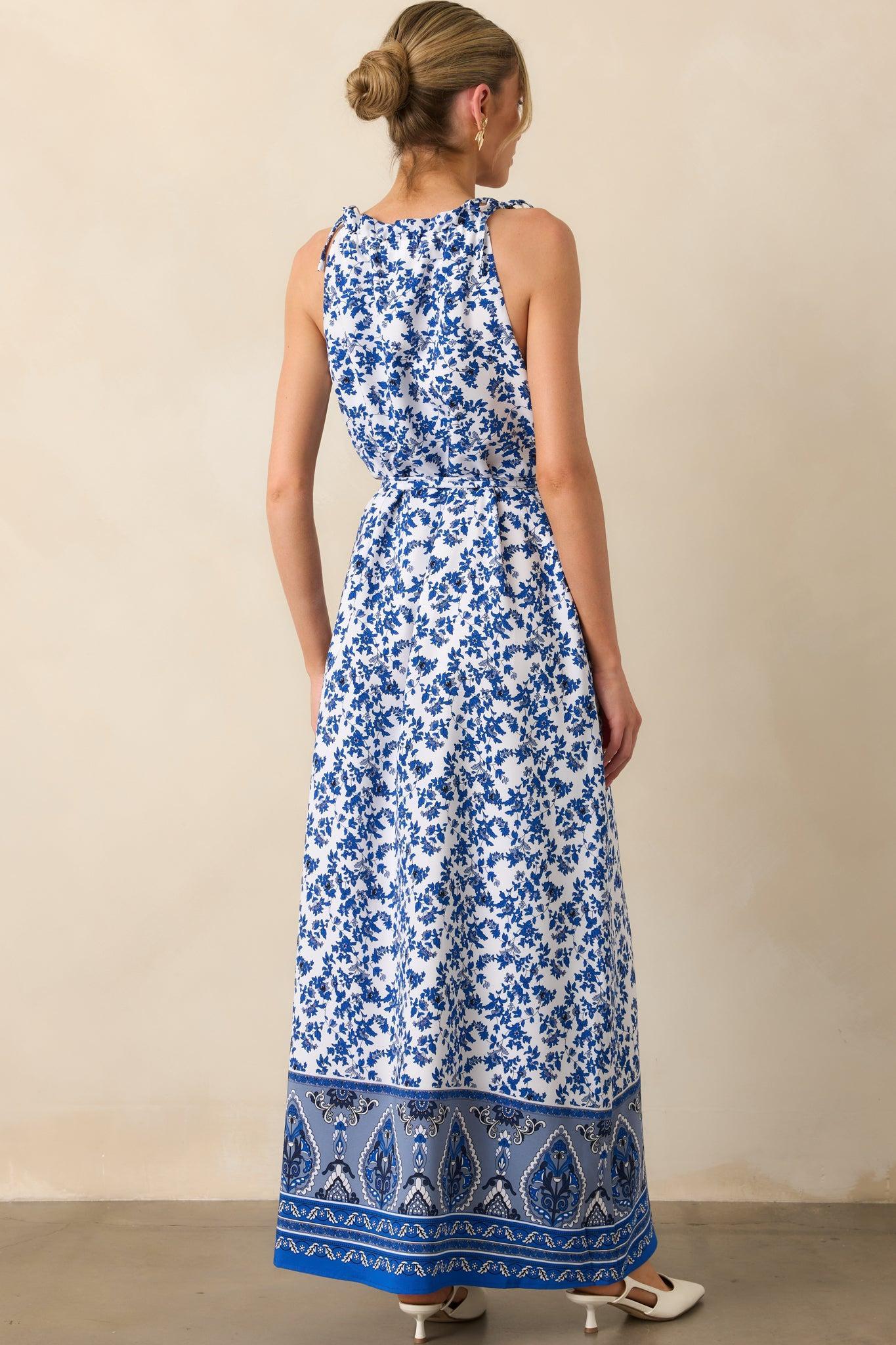 Effortless Days Blue Floral Sleeveless Maxi Dress Product Image