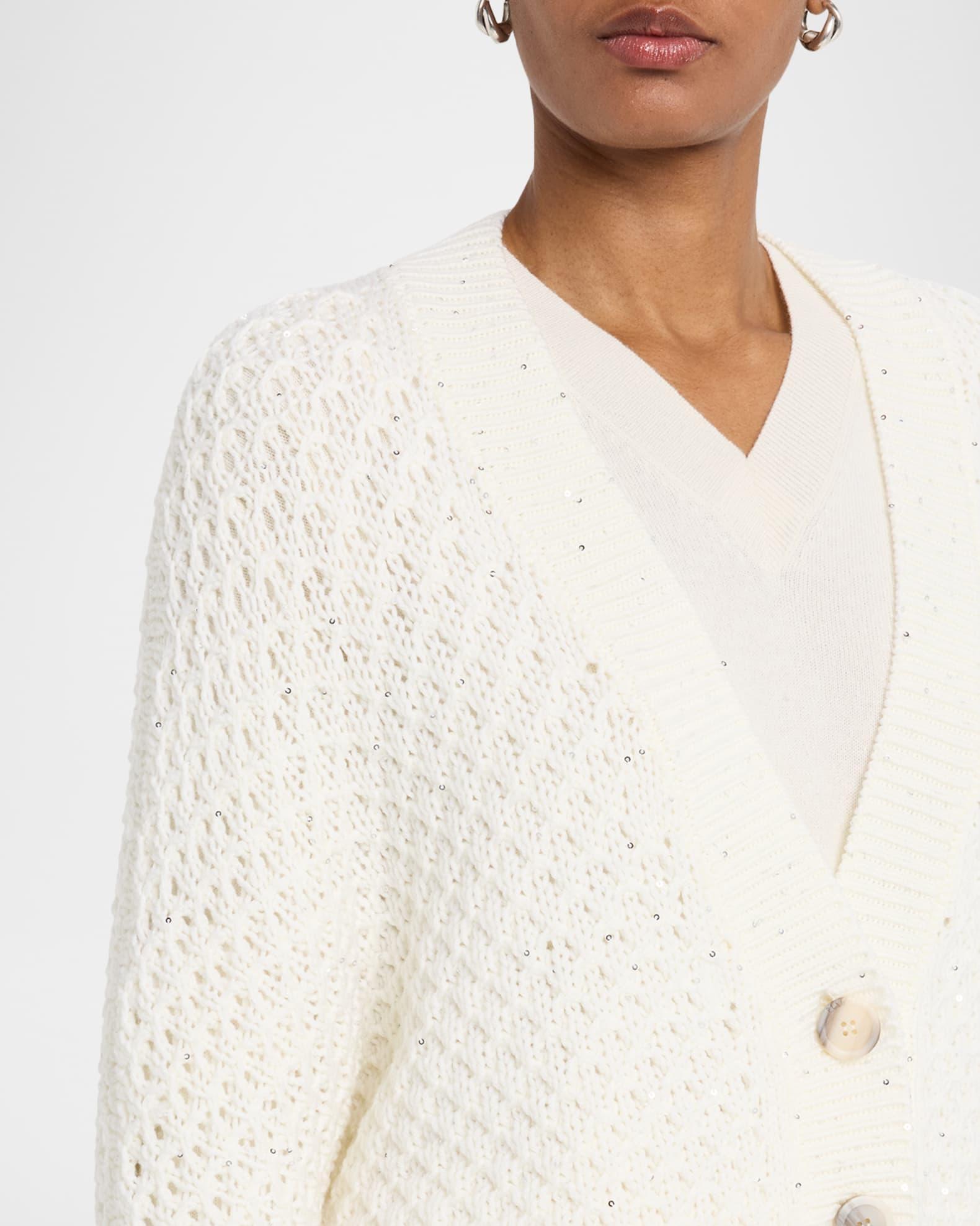 Sequin Knit Virgin Wool Cardigan Product Image