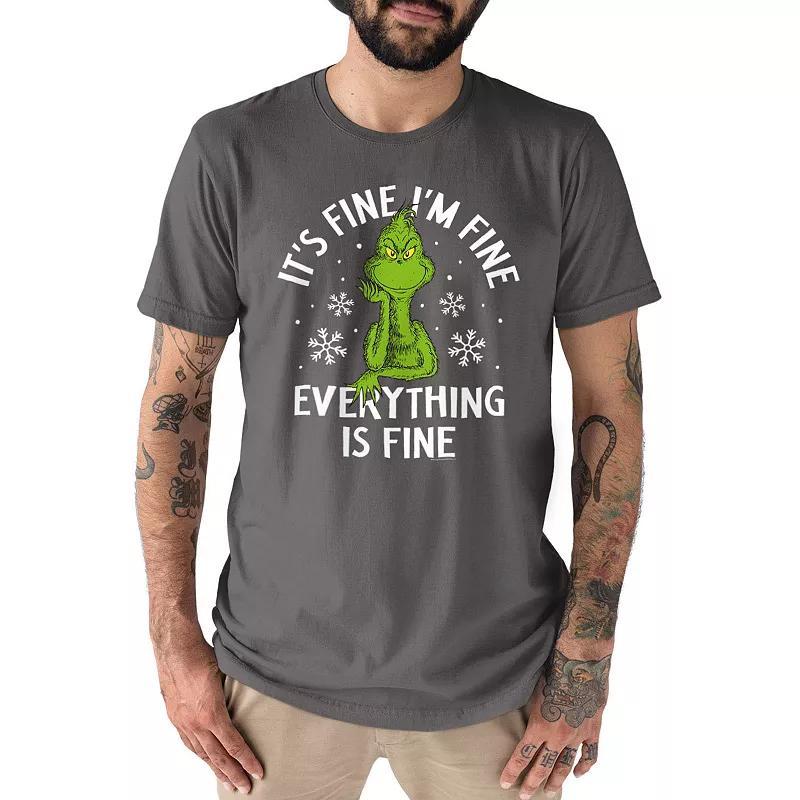 Men's Dr. Seuss The Grinch Its Fine Tee, Size: Large, Grey Red Product Image