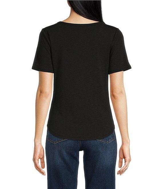 A Loves A V-Neck Short Sleeve Shirttail Hem Knit Shirt Product Image