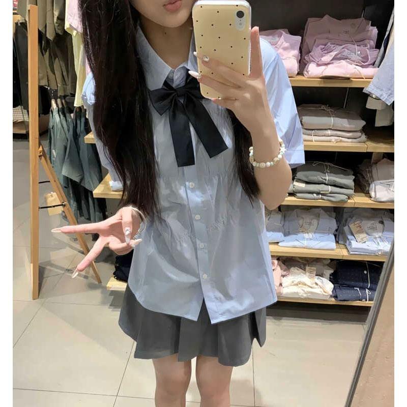 High Waist Pleated Skirt (Various Designs) Product Image