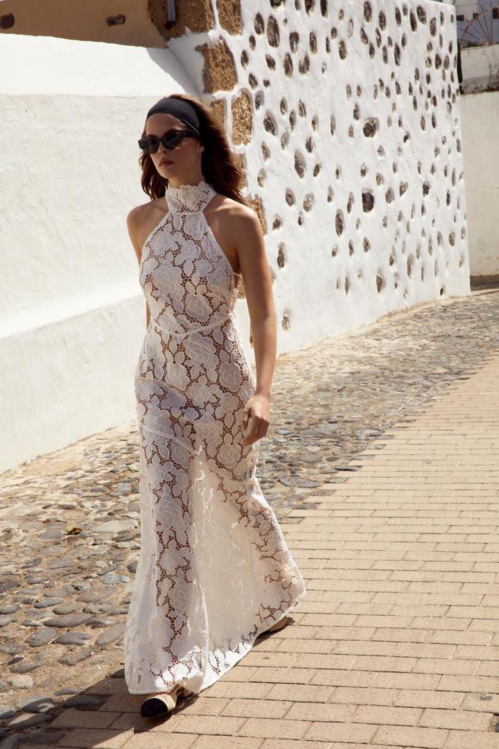 Astoria Lace Maxi Dress — White Product Image
