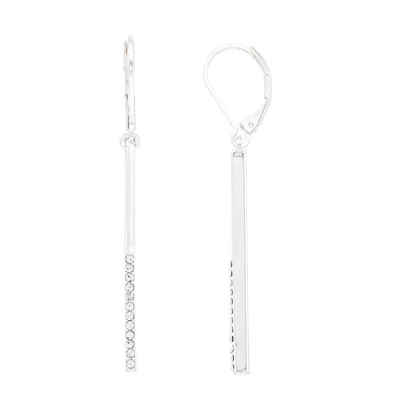 Nine West Pave Stick Linear Drop Earrings, Women's, Clear Product Image