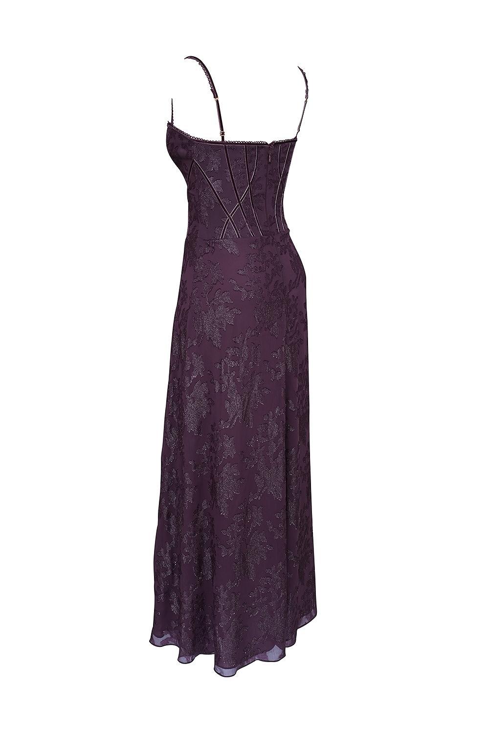 Esme Grape Lurex Chiffon Maxi Dress Product Image