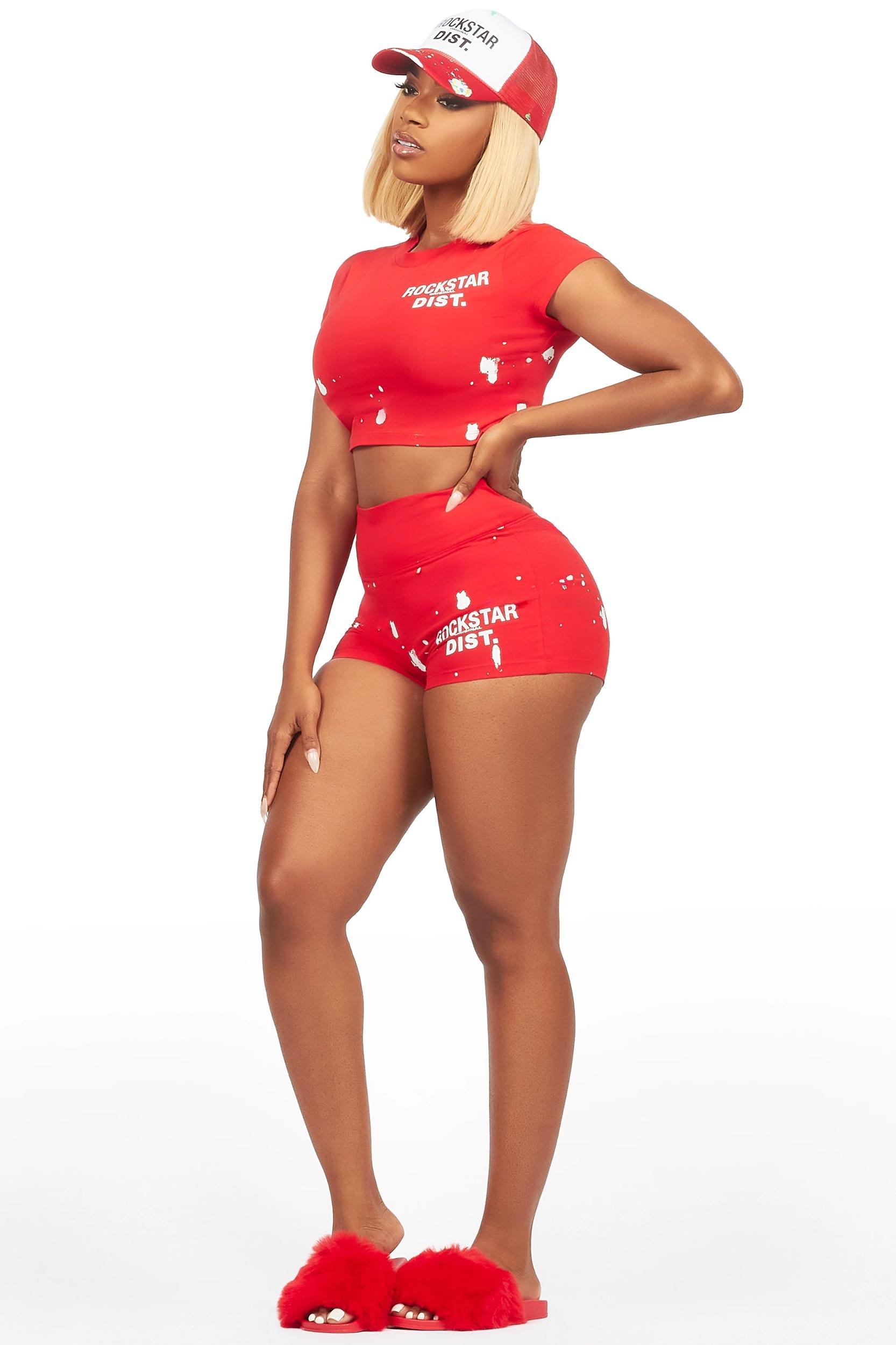 Nadja Red Crop Bike Short Set Female Product Image