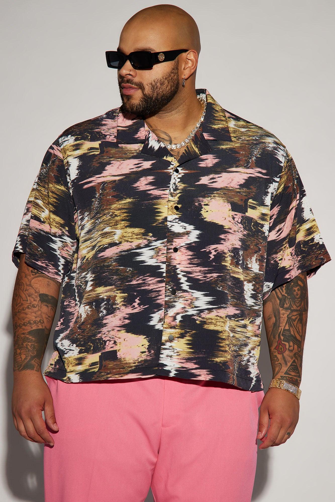 Oil And Water Cropped Button Up Shirt - Black/combo Product Image