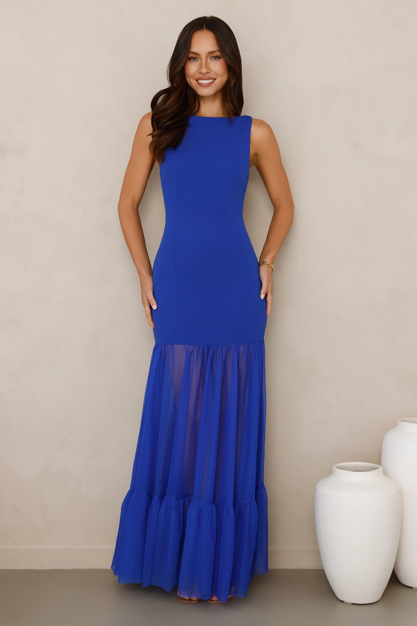 Chic Whispers Maxi Dress Blue Product Image