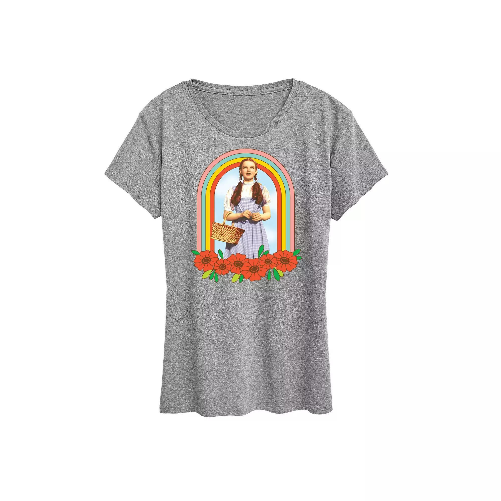 Womens Wizard of Oz Dorothy Rainbow Graphic Tee, Girls Grey Gray Product Image