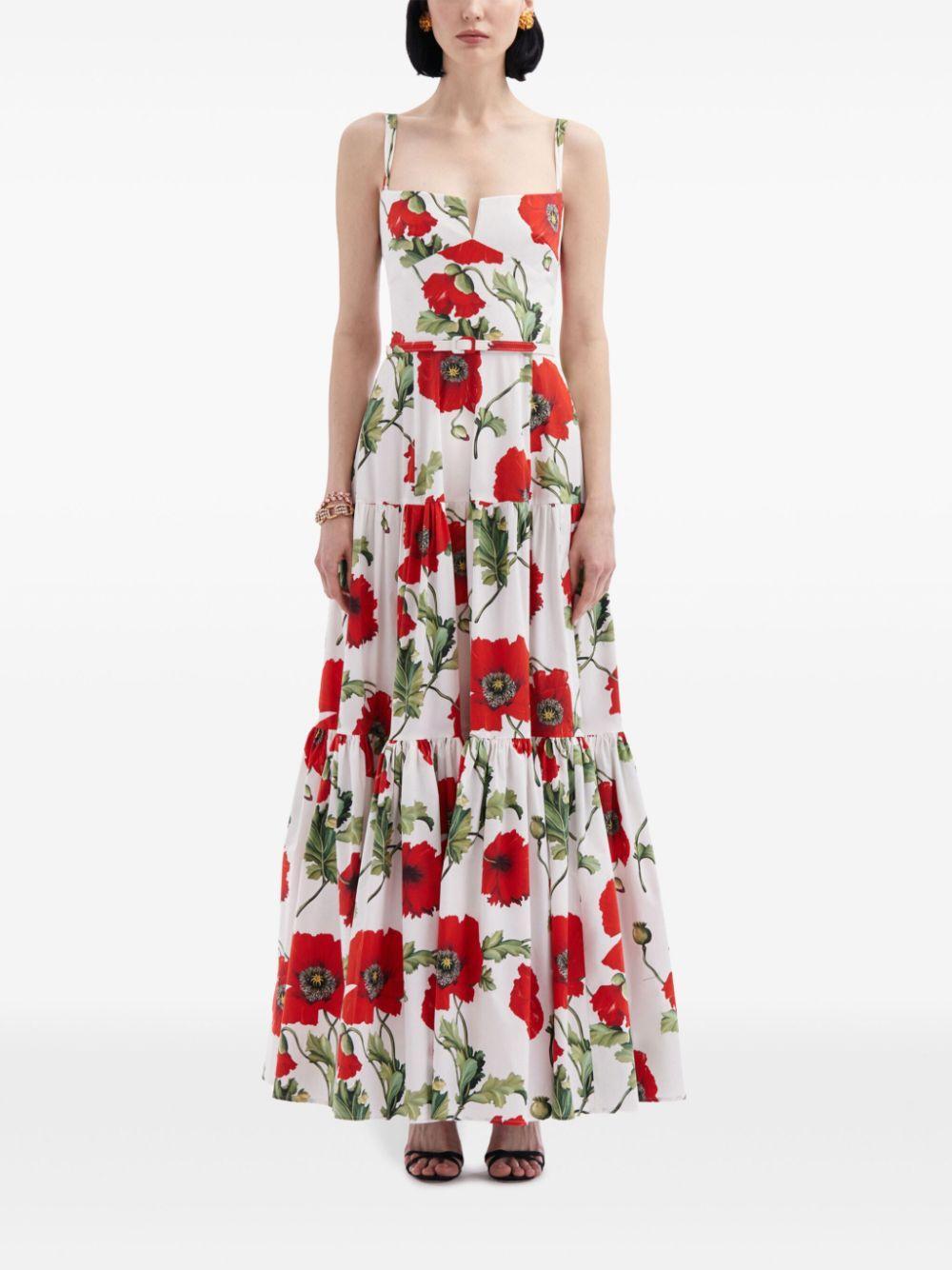 poppy-print cotton maxi dress Product Image