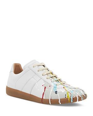 Mens Replica Paint Splatter Leather Low-Top Sneakers Product Image
