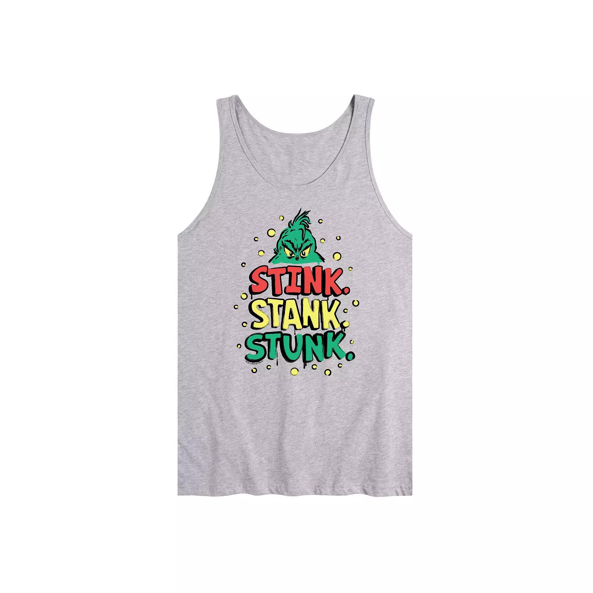 Mens Dr. Seuss The Grinch Stink STank Top Stunk Graphic Tank Top Grey Gray Product Image