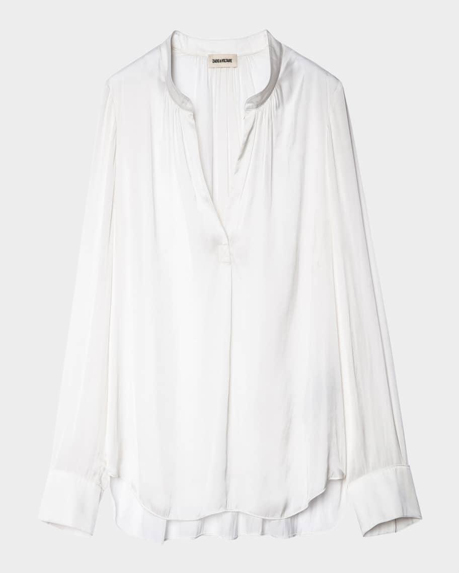 Womens Tink Draped Satin Blouse Product Image