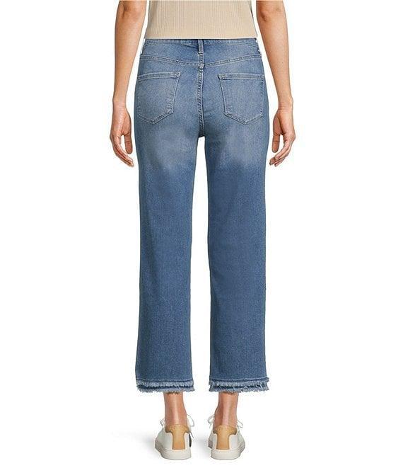 Code Bleu High Rise Straight Double Fray Hem Ankle Jeans Product Image
