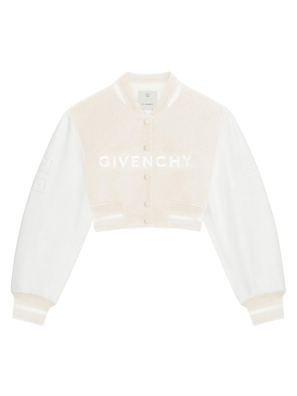 Cropped Varsity Jacket with Logo Detail Product Image
