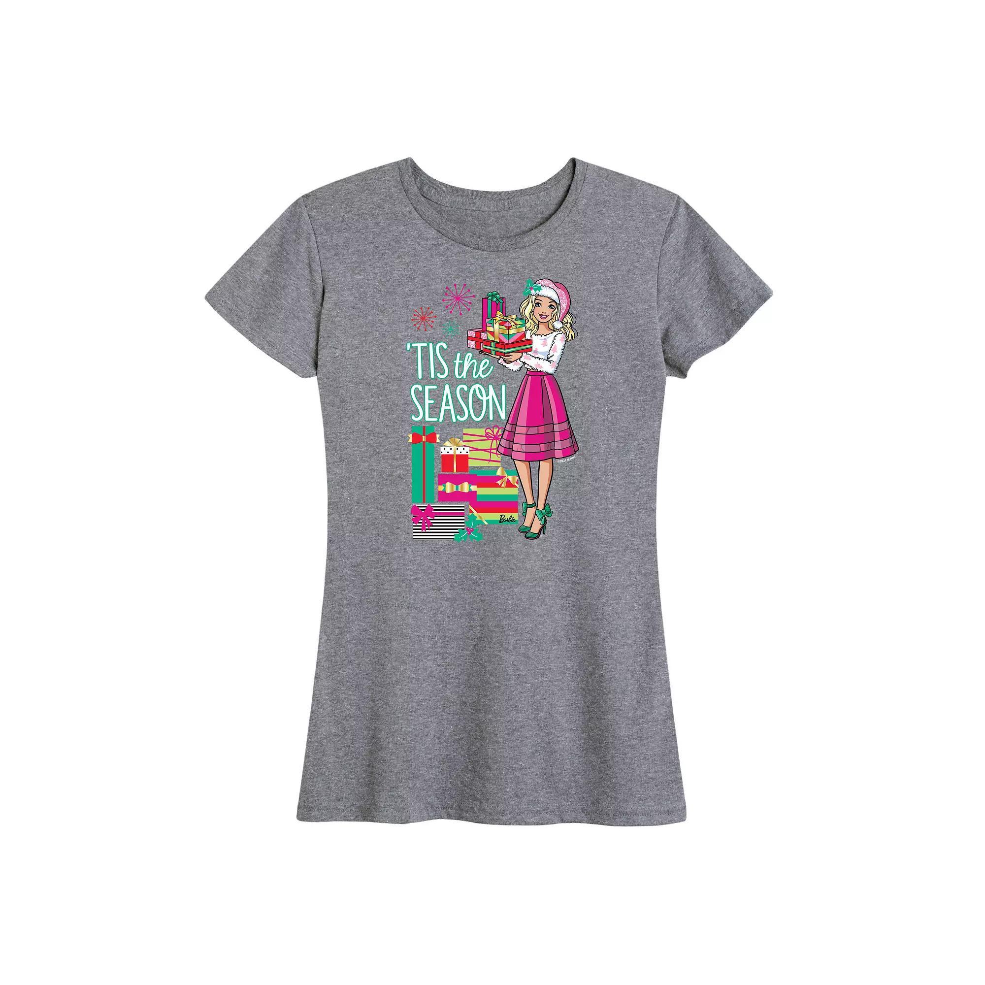 Womens Barbie Tis The Season Graphic Tee, Girls Grey Gray Product Image