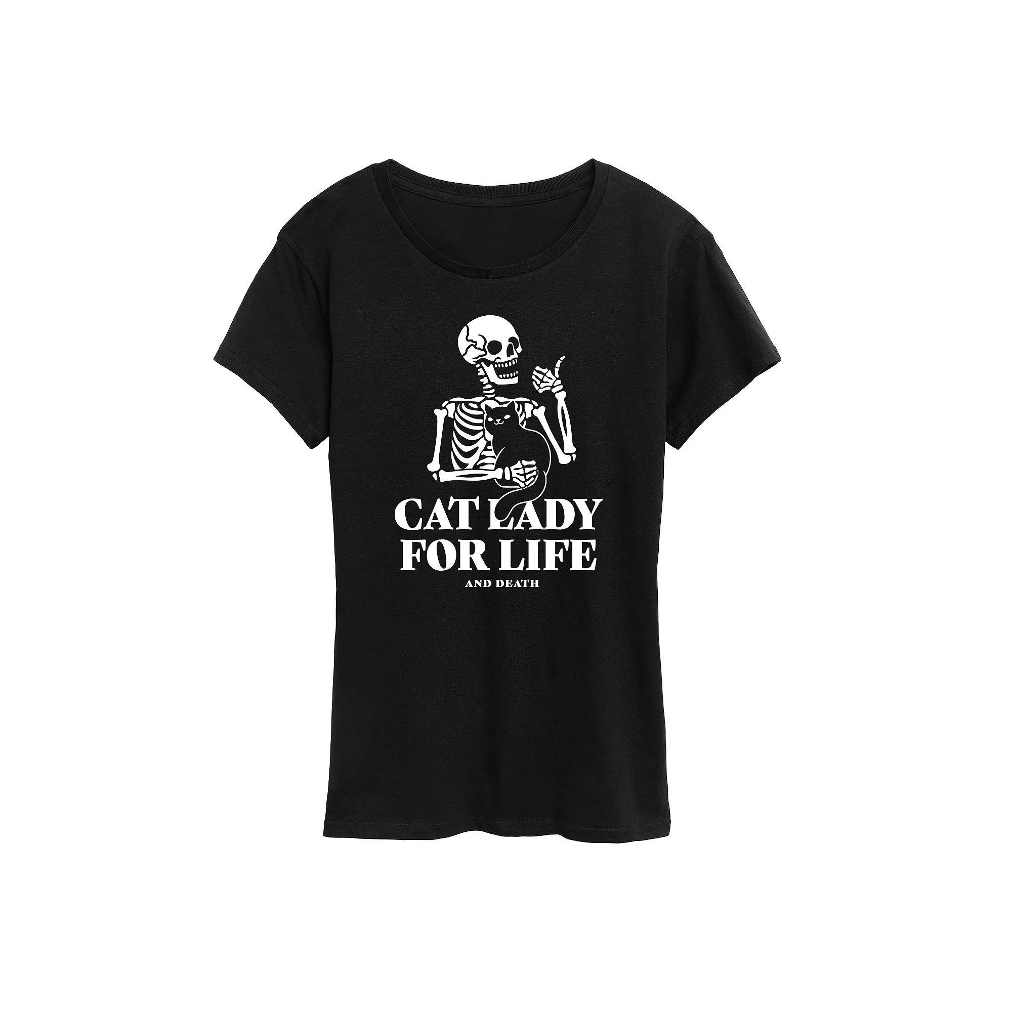 Womens Cat Lady For Like Skeleton Graphic Tee Product Image
