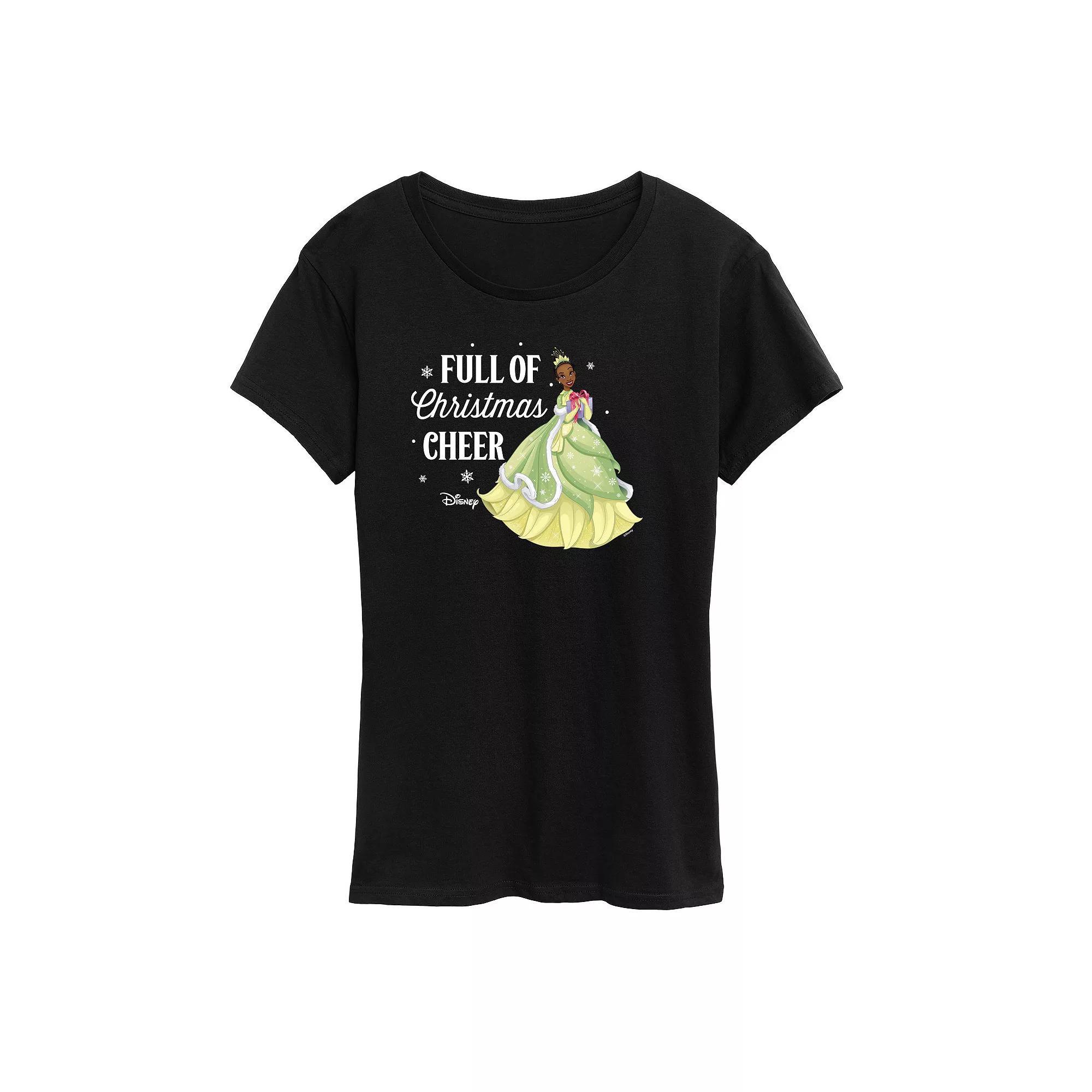 Disney Princess Tiana Women's "Full Of Christmas Cheer" Graphic Tee, Girl's, Size: XL, Black Product Image
