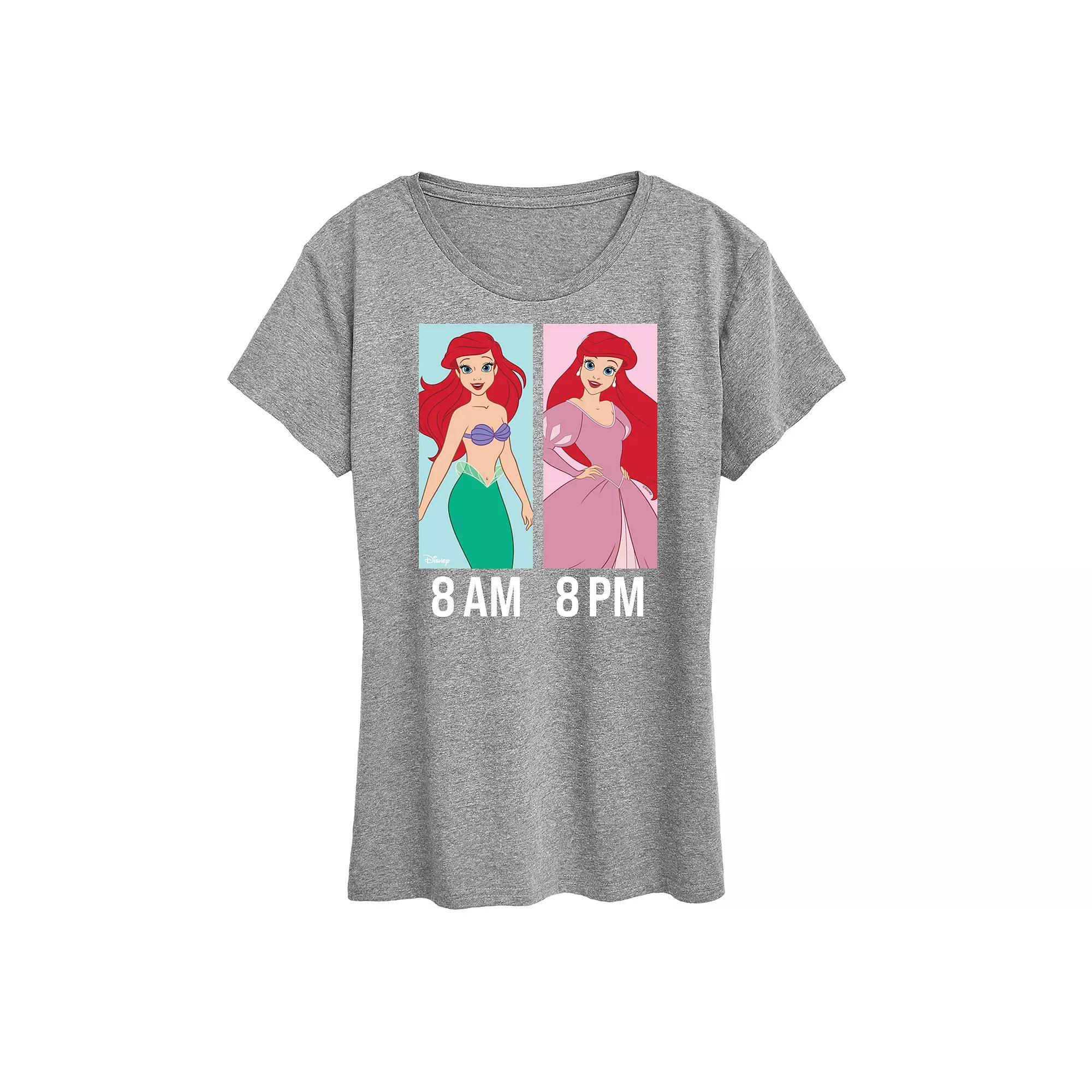 Disney Princess Ariel Womens AM to PM Graphic Tee Grey Royal Blue Product Image