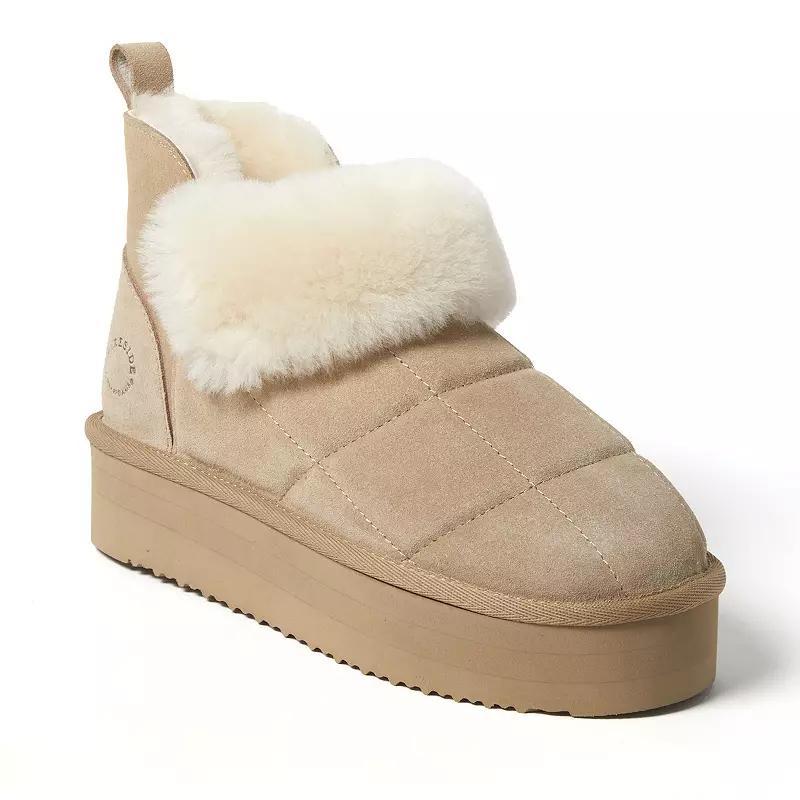 Dearfoams Bayswater Puff Womens Platform Shearling Bootie Slippers Product Image