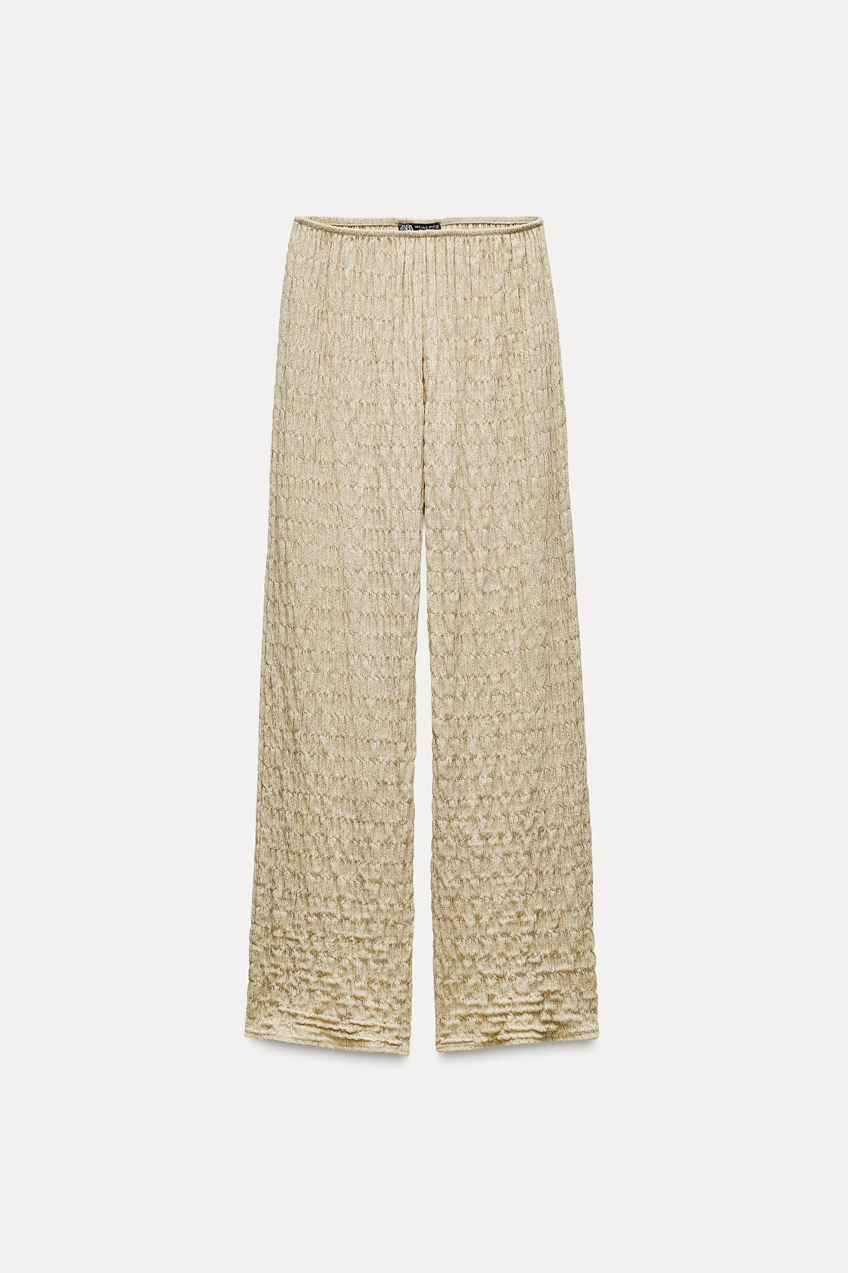 TEXTURED WIDE LEG PANTS Product Image