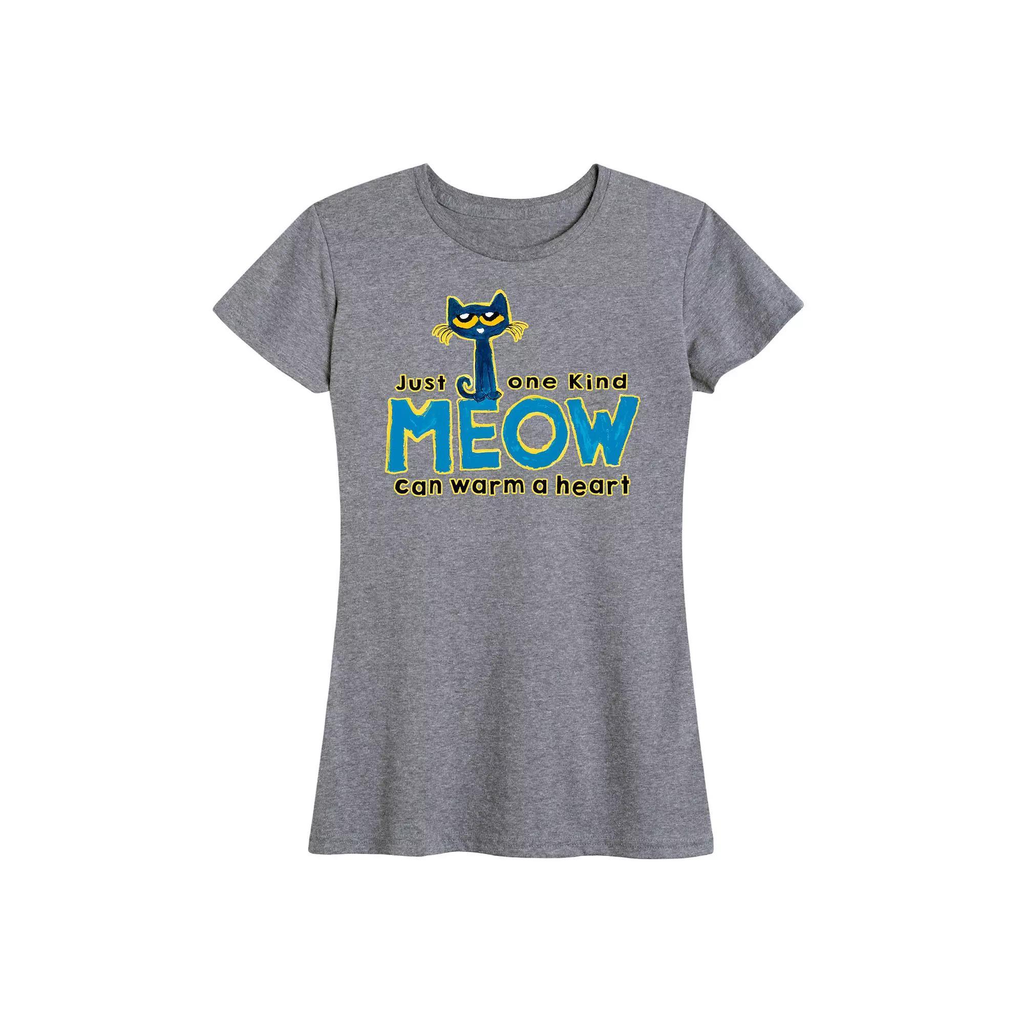 Womens Pete The Cat Meow Graphic Tee, Girls Grey Gray Product Image