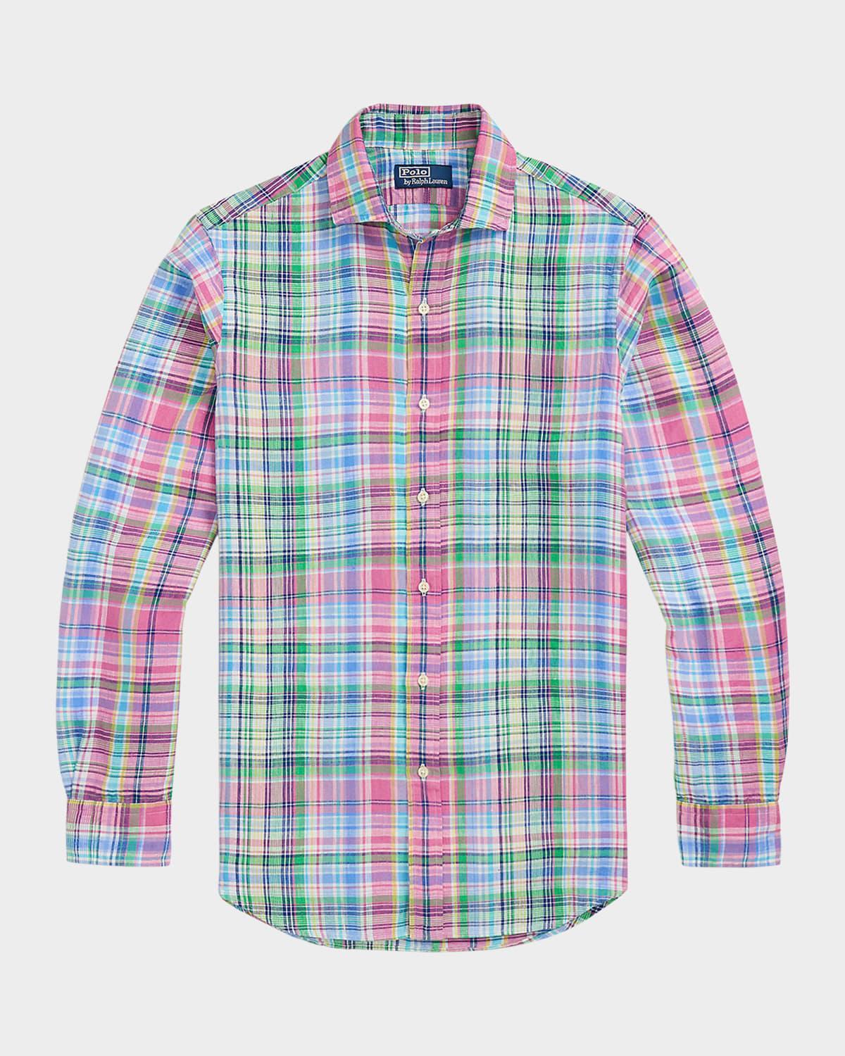 Mens Classic-Fit Slub Plaid Sport Shirt Product Image