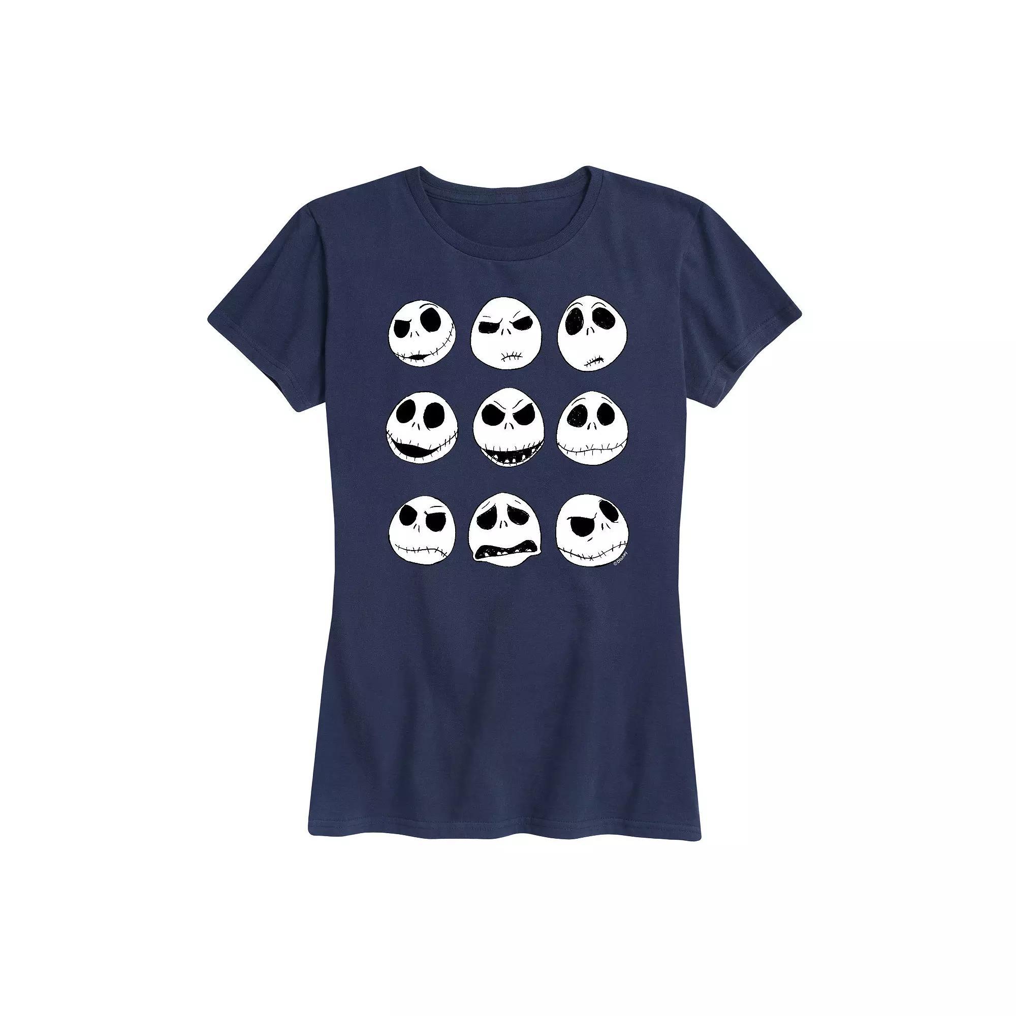 Disneys Nightmare Before Christmas Womens Jack Faces Graphic Tee, Girls Product Image