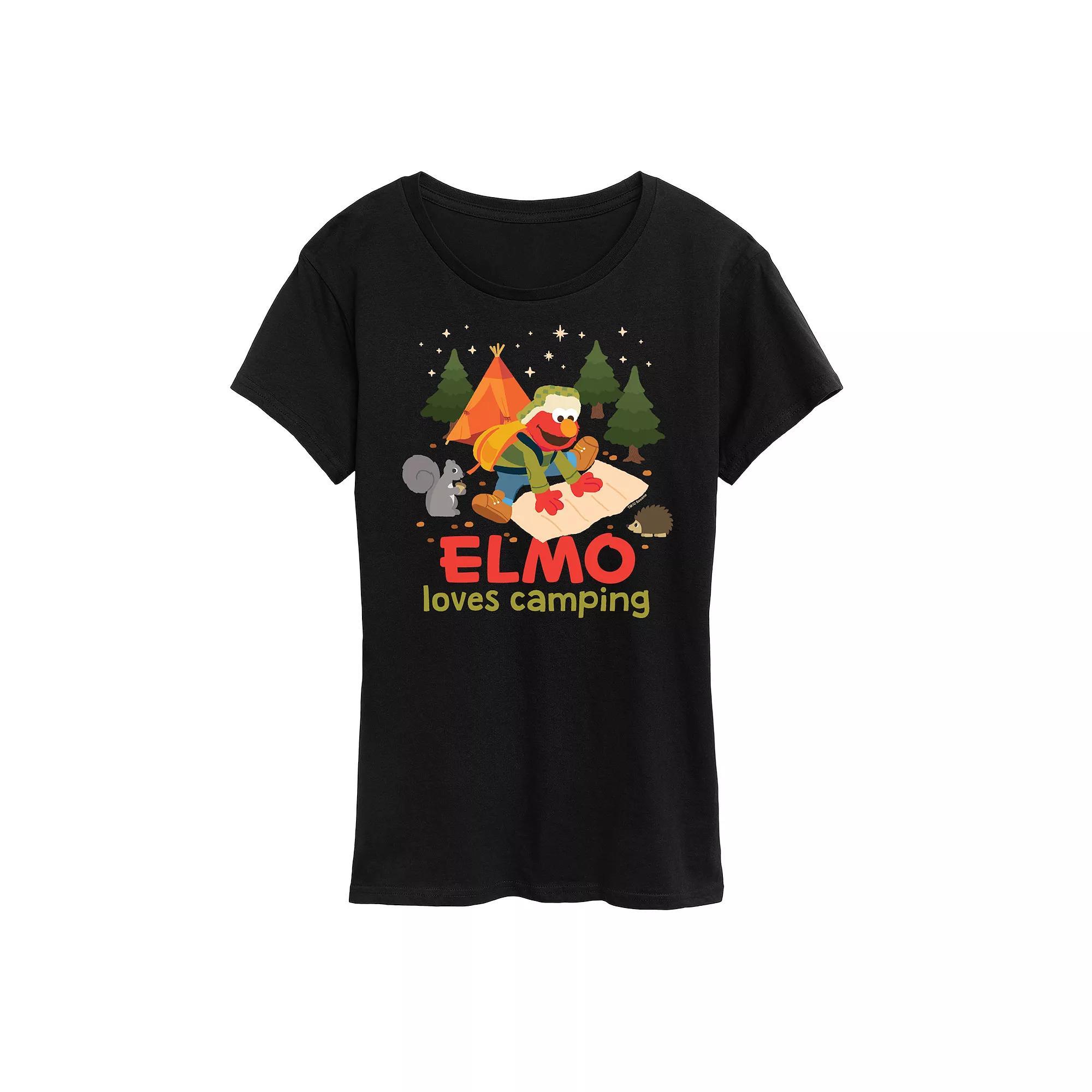 Womens Sesame Street Elmo Loves Camping Graphic Tee Product Image