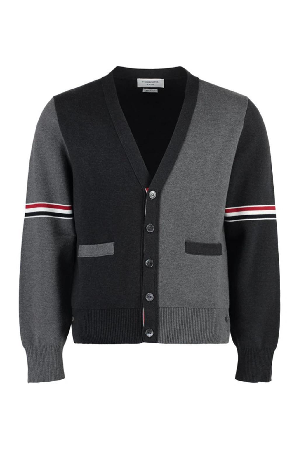 THOM BROWNE Two-color Cardigan In Grey Product Image