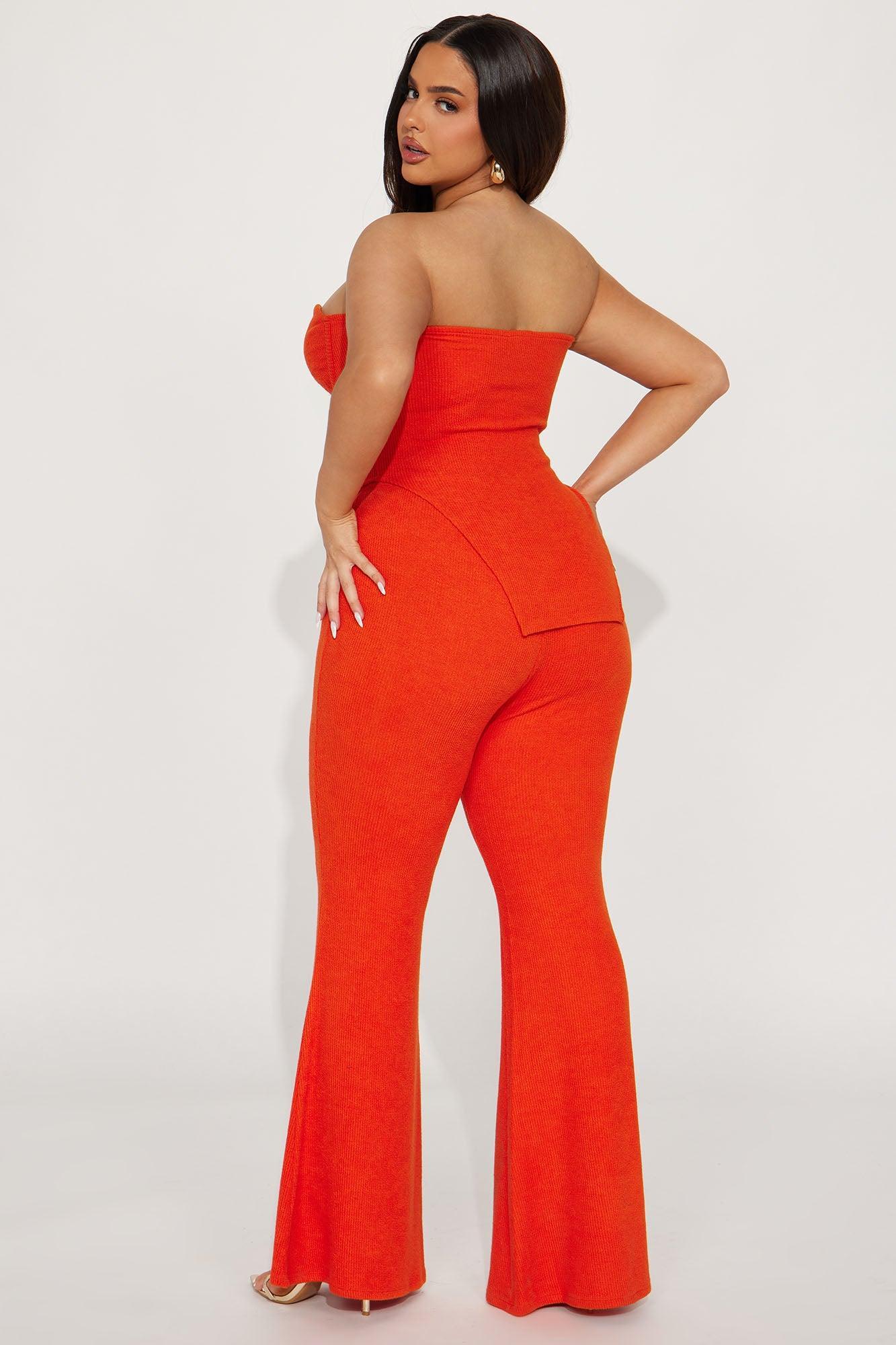 Call My Name Ribbed Pant Set - Orange Product Image