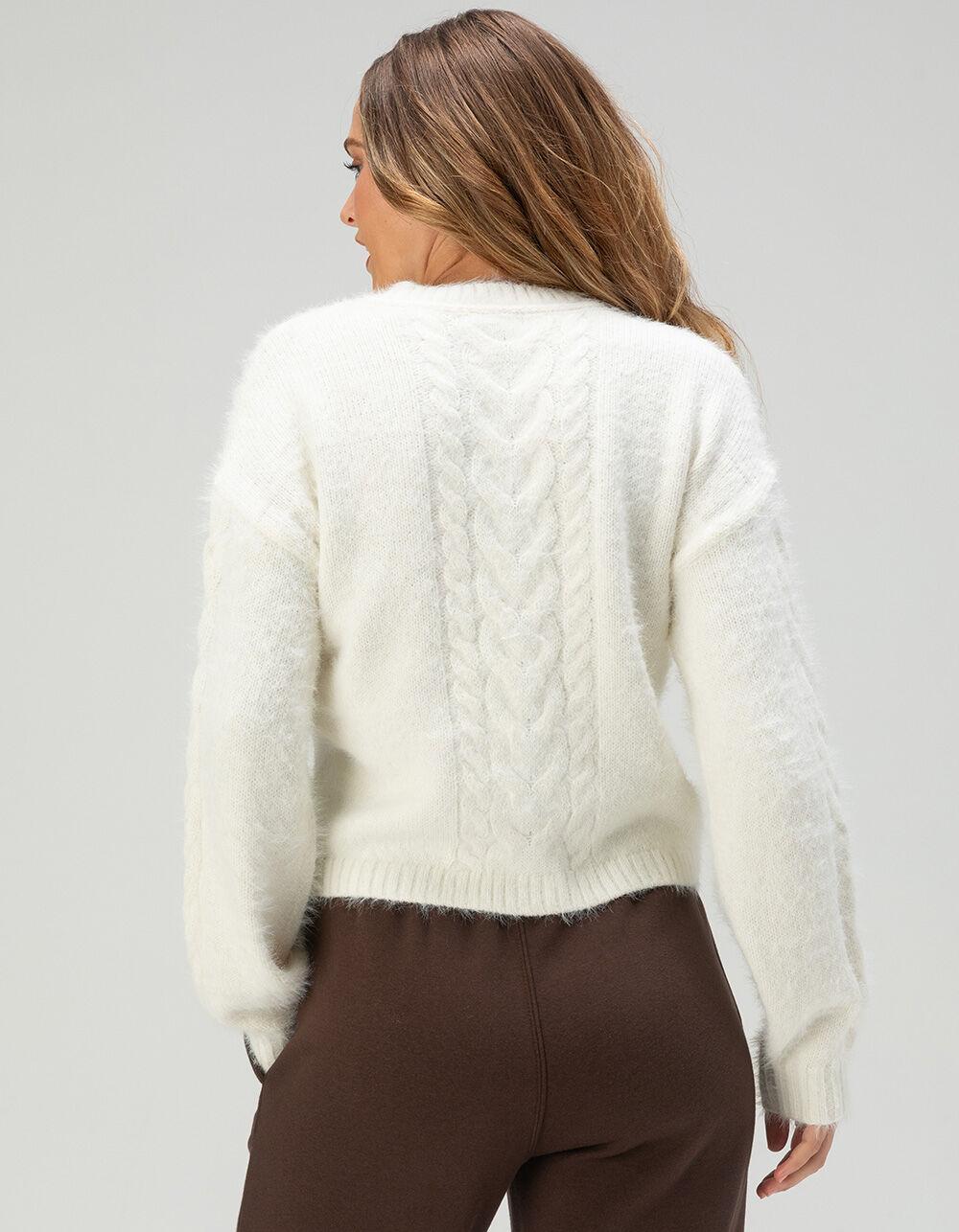 RSQ Womens Cable Fuzzy Cardigan - PINK Product Image