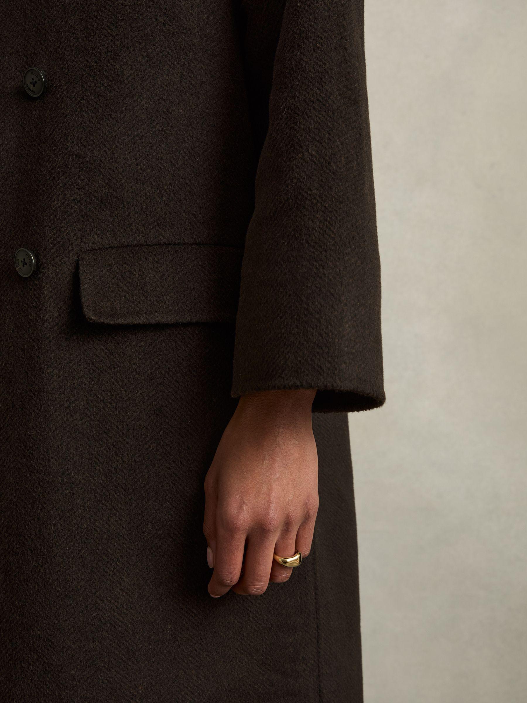 Wool Blend Herringbone-Twill Coat in Chocolate Product Image