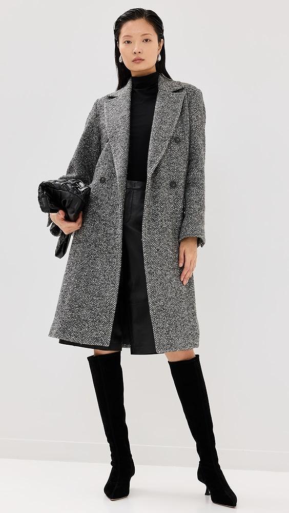 Vince Herringbone Double Breasted Coat | Shopbop Product Image