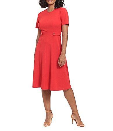 Womens London Times Solid Side Tab Fit & Flare Dress Product Image