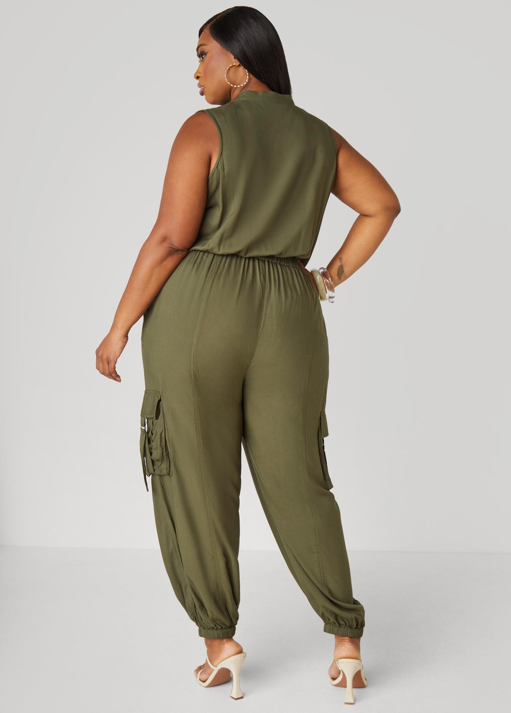 Zip Front Utility Joggers Jumpsuit Product Image