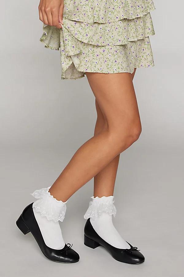 Ruffle Ribbed Crew Sock Womens at Urban Outfitters Product Image