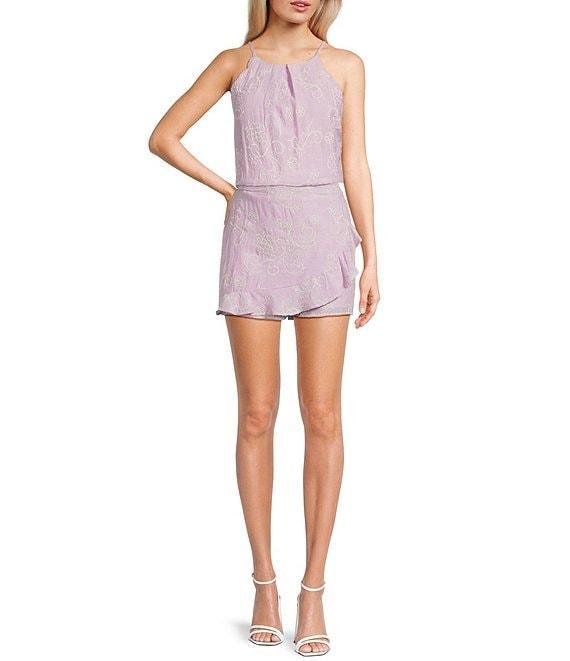 I.N. San Francisco Floral Print Mini Ruffle Overlay Coordinating Skort Product Image