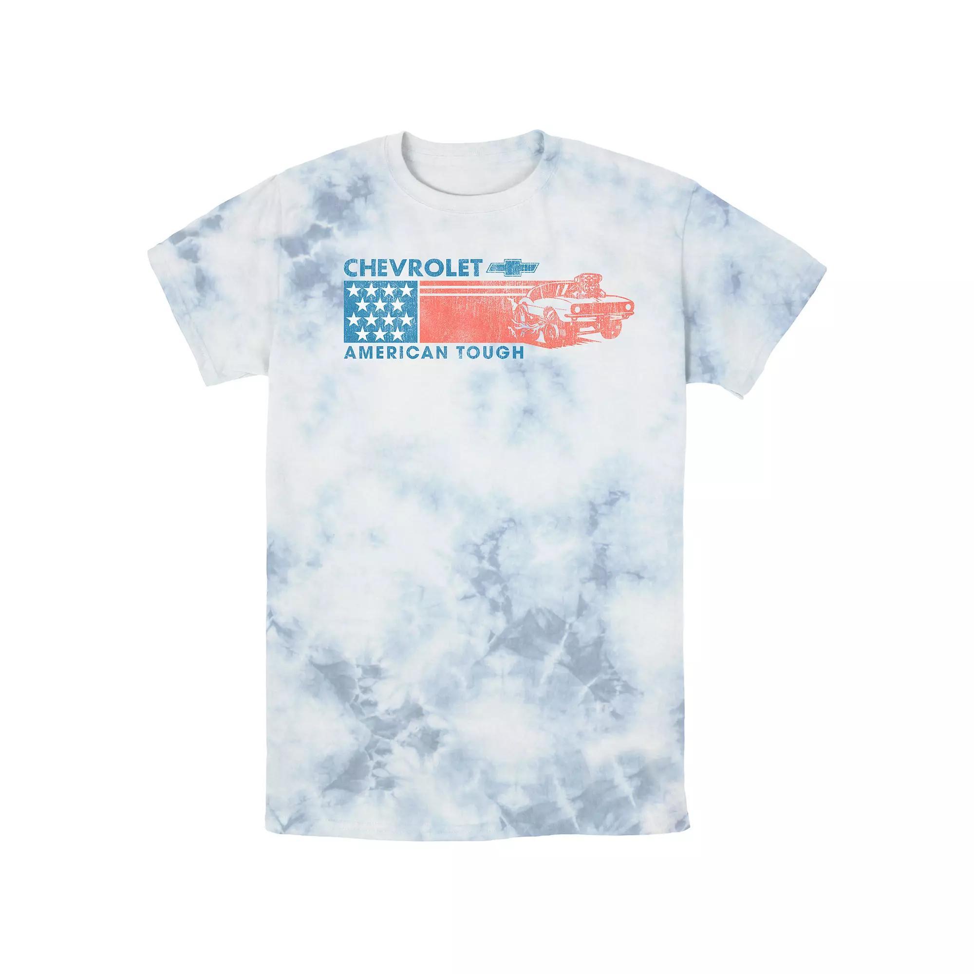 Men's Chevrolet American Tough USA Flag Bombard Wash Graphic Tee, Size: Small, White Blue Product Image