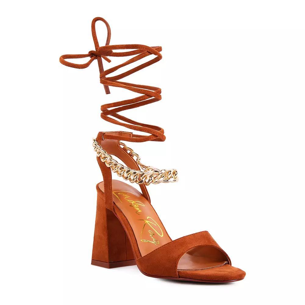 London Rag Gone Gurl Women's Chain Tie-Up Block Heel Sandals, Size: 6 Product Image